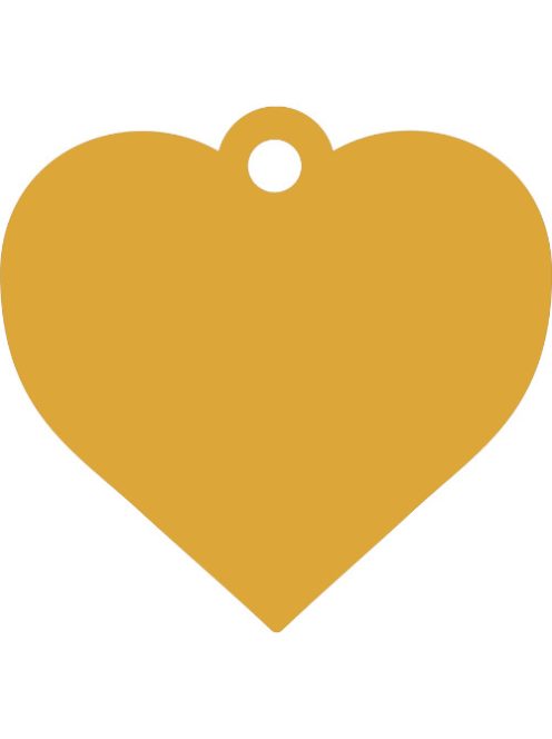 Gravírozott kisállat biléta, szív alakú, arany