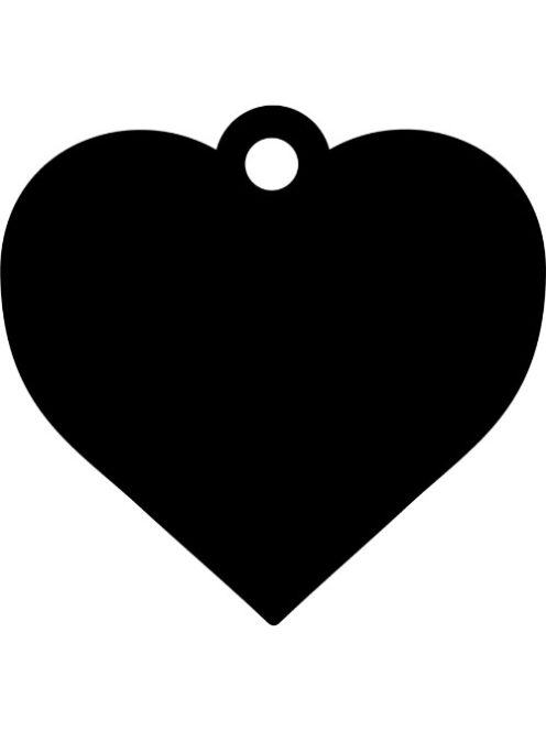 Gravírozott kisállat biléta, szív alakú, fekete
