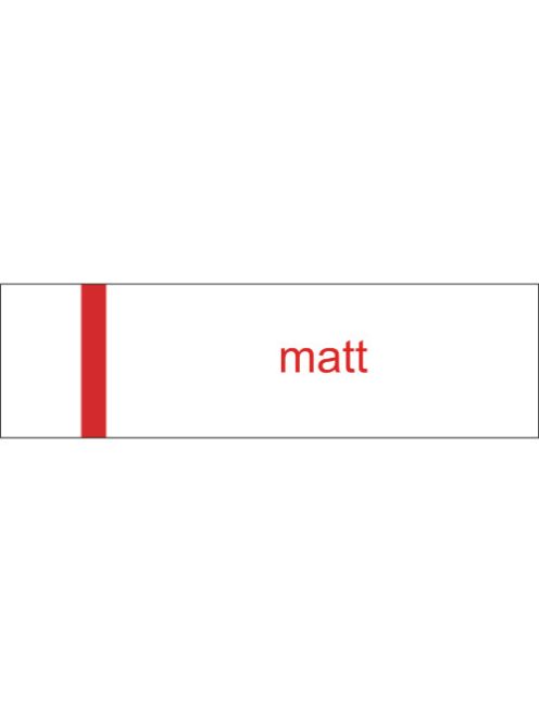 Gravírozott névtábla matt-fehér, piros betűvel
