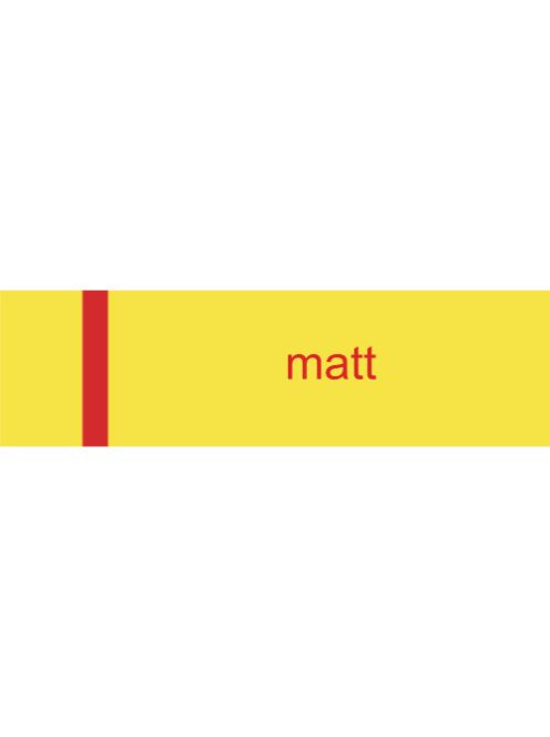 Gravírozott névtábla matt-sárga, piros betűvel